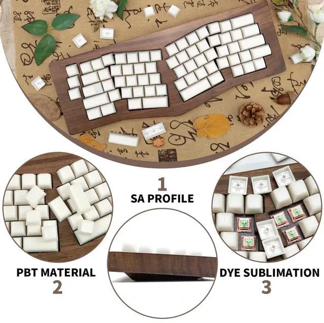 Alt view image 3 of 5 - TIMSEKER SA Keycaps, White Keycaps PBT Keycaps Set, Round Ball Keys Double Shot Keycaps for Mechanical Keyboard -142 Keys