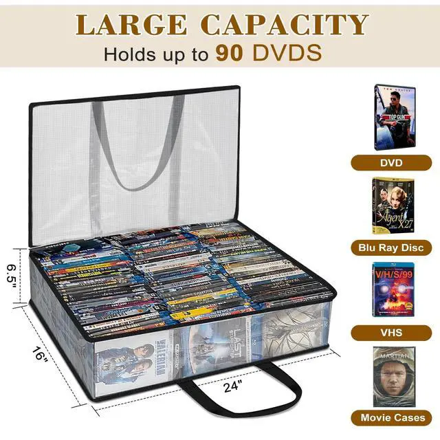 Alt view image 3 of 5 - 2 Pack DVD Storage Bag, Sturdy Clear CD Organizer with Carrying Handles,Media Organizer Bag for DVDs, CDs,PS4 Game,VHS, Blu Ray Disc