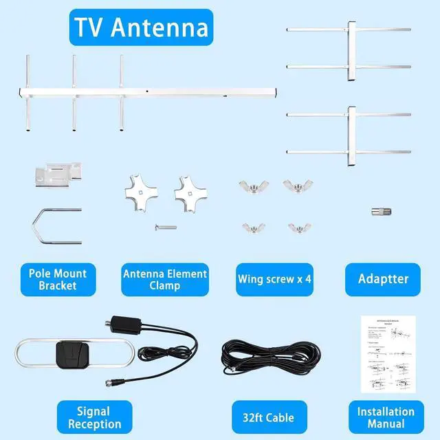 Alt view image 3 of 5 - Digital TV Antenna Outdoor,HD Antenna for Smart TV, Supports Attic/Roof Antenna,360Reception 4K 1080P and 32.6ft Cable & Long Range