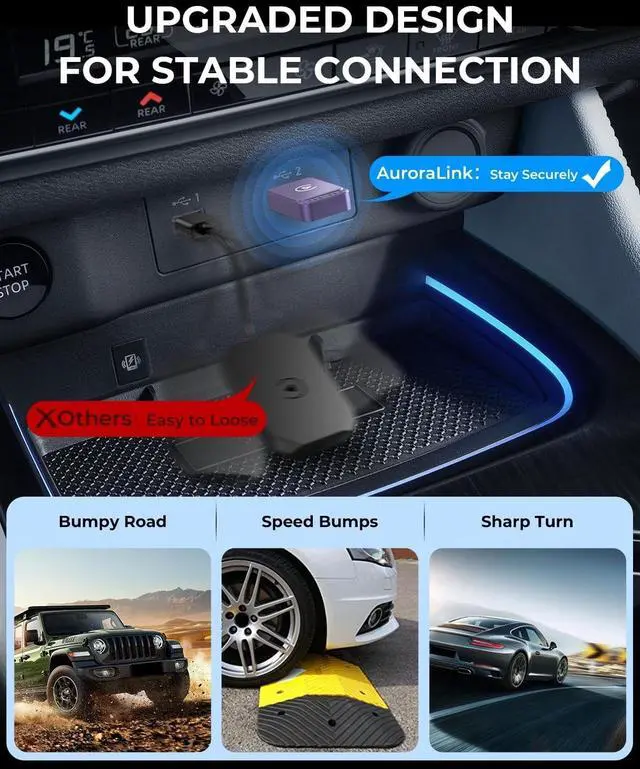 Alt view image 3 of 5 - AuroraLink Wireless Carplay & Android Auto Wireless Adapter 2-in-1 Fast & Stable Carplay Wireless Adapter Convert Wired to Wireless Car Play Dongle for iOS 10+/Android 11+
