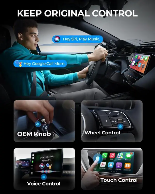 Alt view image 5 of 5 - AuroraLink Wireless Carplay & Android Auto Wireless Adapter 2-in-1 Fast & Stable Carplay Wireless Adapter Convert Wired to Wireless Car Play Dongle for iOS 10+/Android 11+