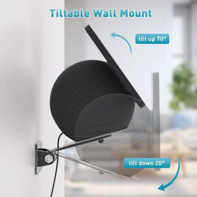 Alt view image 2 of 5 - Letlar Adjustable Wall Mount for Echo Show 11 and Echo Show 8 2025, Save Space Bracket, Easy Installation Mounting, Kitchen Use Mount, Aluminum Wall Bracket (Black)
