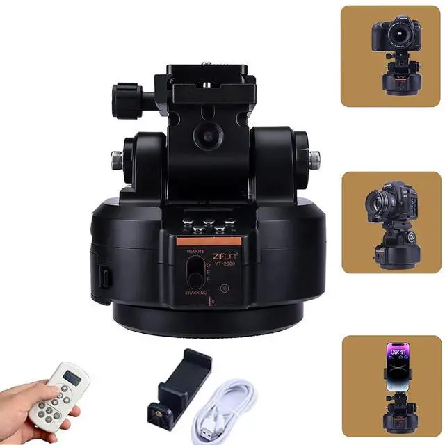 Main image of ZTFON YT-2000 Auto Motorized Rotating Panoramic Head with Remote Control AI Intelligent Follow Function and Live Function Support 2kg70.5 Ounce Camera Phone Pan Tilt Video Tripod Head Stabilizer