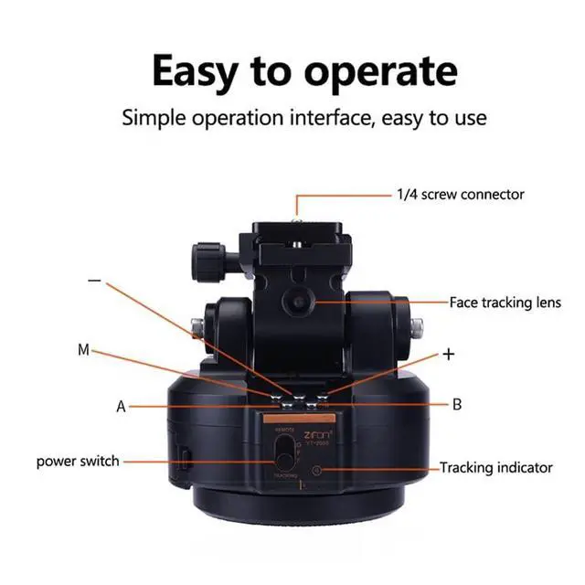 Alt view image 4 of 5 - ZTFON YT-2000 Auto Motorized Rotating Panoramic Head with Remote Control AI Intelligent Follow Function and Live Function Support 2kg70.5 Ounce Camera Phone Pan Tilt Video Tripod Head Stabilizer