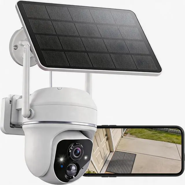 Main image of Goalake 2026 5MP Solar Security Camera Wireless Outdoor PTZ with 360View, AI Motion Detection, 2-Way Talk, Spotlight & Siren, IP65 Weatherproof, Cloud/512GB SD Storage (Pre-Inserted a SD Card)