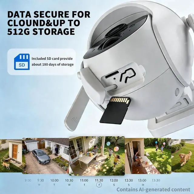 Alt view image 4 of 5 - Goalake 2026 5MP Solar Security Camera Wireless Outdoor PTZ with 360View, AI Motion Detection, 2-Way Talk, Spotlight & Siren, IP65 Weatherproof, Cloud/512GB SD Storage (Pre-Inserted a SD Card)