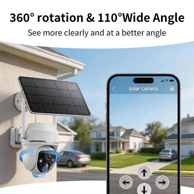 Alt view image 5 of 5 - Goalake 2026 5MP Solar Security Camera Wireless Outdoor PTZ with 360View, AI Motion Detection, 2-Way Talk, Spotlight & Siren, IP65 Weatherproof, Cloud/512GB SD Storage (Pre-Inserted a SD Card)