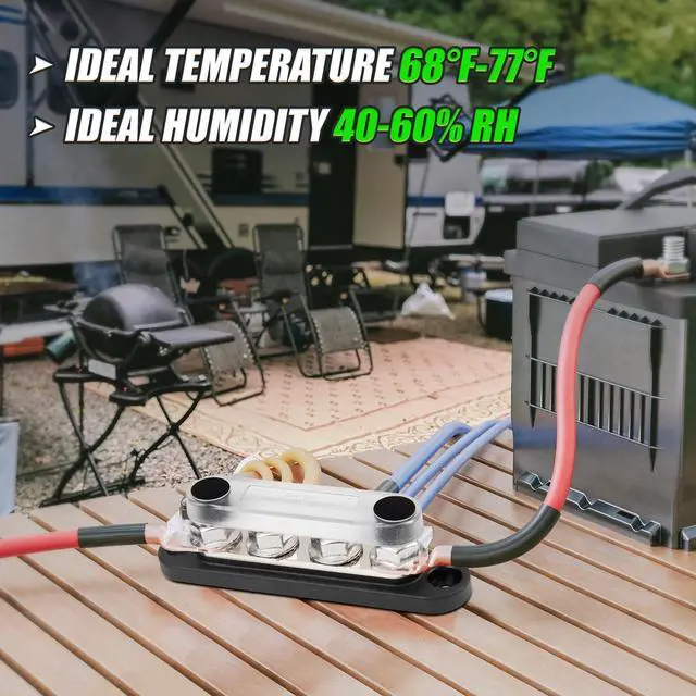 Alt view image 4 of 5 - RED WOLF 12V 150A Power Distribution Block 4 Post 5/16" Stud Busbar M8 Terminal Bus Bar 12-48 Volt DC Battery Junction Post for Auto Boat Marine Solar System Positive Negative