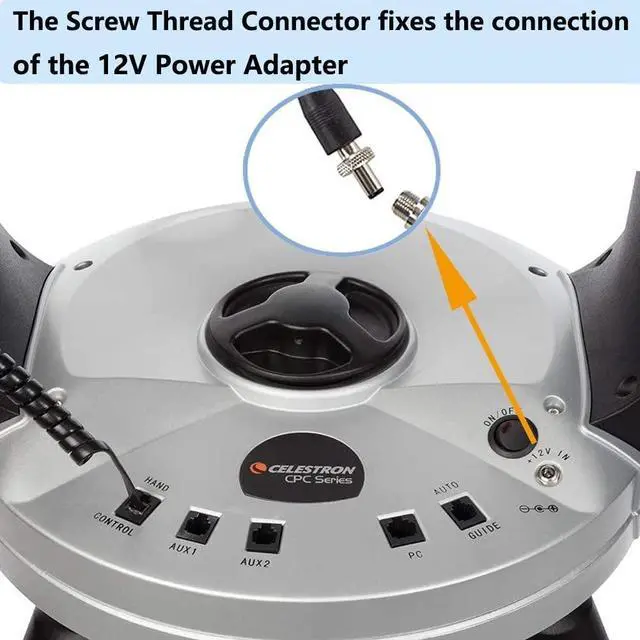 Alt view image 2 of 4 - VHBW Power Adapter 12V 5A for Celestron Telescopes, Threaded Plug