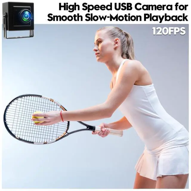 Alt view image 2 of 5 - IFWATER 120fps USB Camera 12Megapixel High Speed Starlight Lightburn Low Illumination Slow Motion 4K Webcam with 185Degree Fisheye Wide Angle Lens Plug and Play for Inspection Microscope 3D Printer