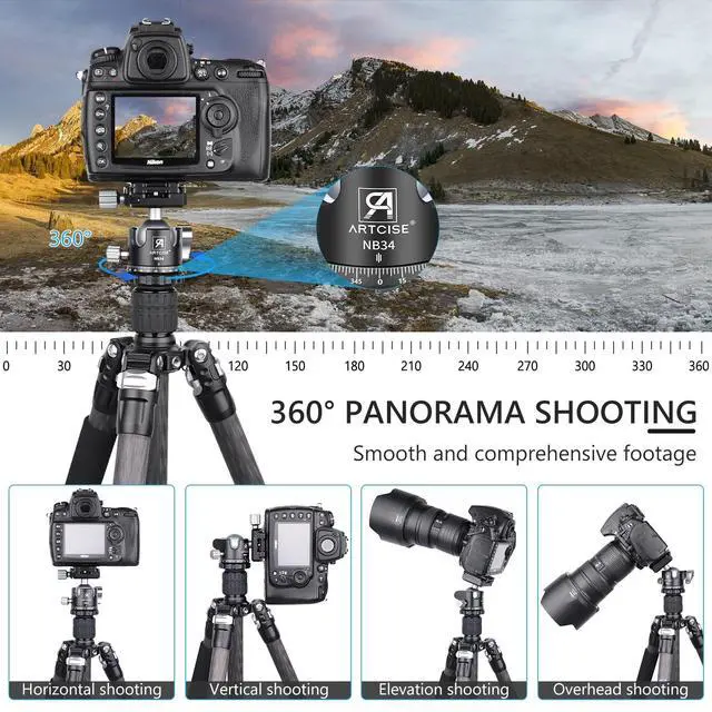 Alt view image 5 of 5 - 34mm Ball Low Profile Tripod Head with 2 Arca Swiss Quick Release Plates Professional CNC Aluminum 360 Rotating Panoramic Ball Head for DSLR Cameras Monopod Camcorder Slider Max Loading 33.1lbs/15kg