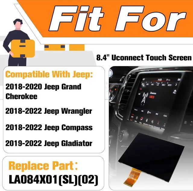 Alt view image 4 of 5 - 8.4" Uconnect Touch Screen 4C UAQ LCD Monitor Radio Navigation Compatible with Dodge Ram Chrysler Charger Jeep Cherokee Wrangler Gladiator Compass 2017-2022. LA084X01(SL)(02)