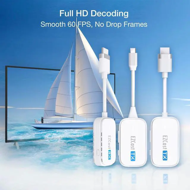 Alt view image 3 of 5 - EZCast Wireless Transmitter & Receiver Kit HDMI & Type-C Transmitter and HDMI Receiver, Ultra-Low Latency, Plug & Play for PC, Laptop, Projector