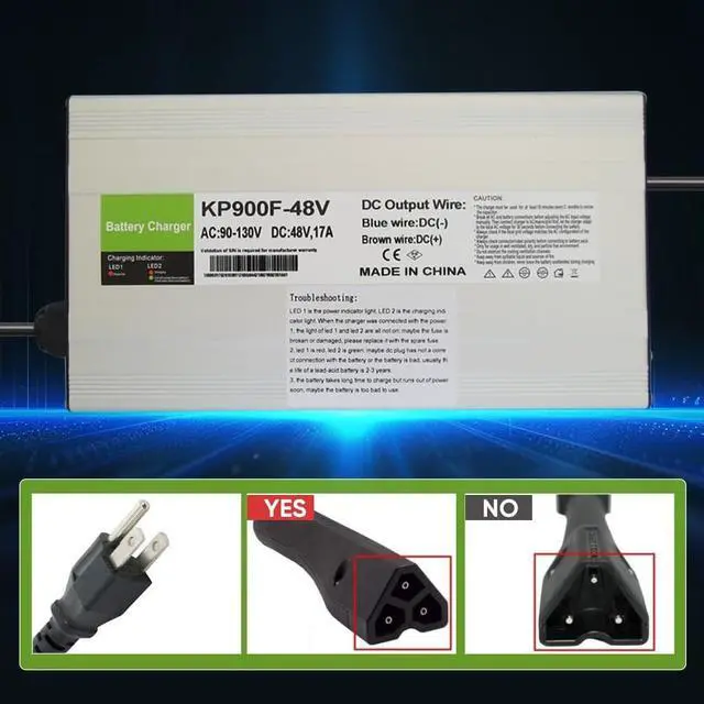 Alt view image 3 of 5 - aunstarwei 17 AMP Golf Cart Charger for 48 Volt EZGO RXV & TXT with 3 Pin Triangular Plug-Lead Acid Battery