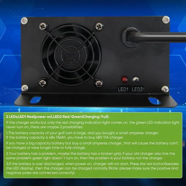 Alt view image 4 of 5 - aunstarwei 17 AMP Golf Cart Charger for 48 Volt EZGO RXV & TXT with 3 Pin Triangular Plug-Lead Acid Battery