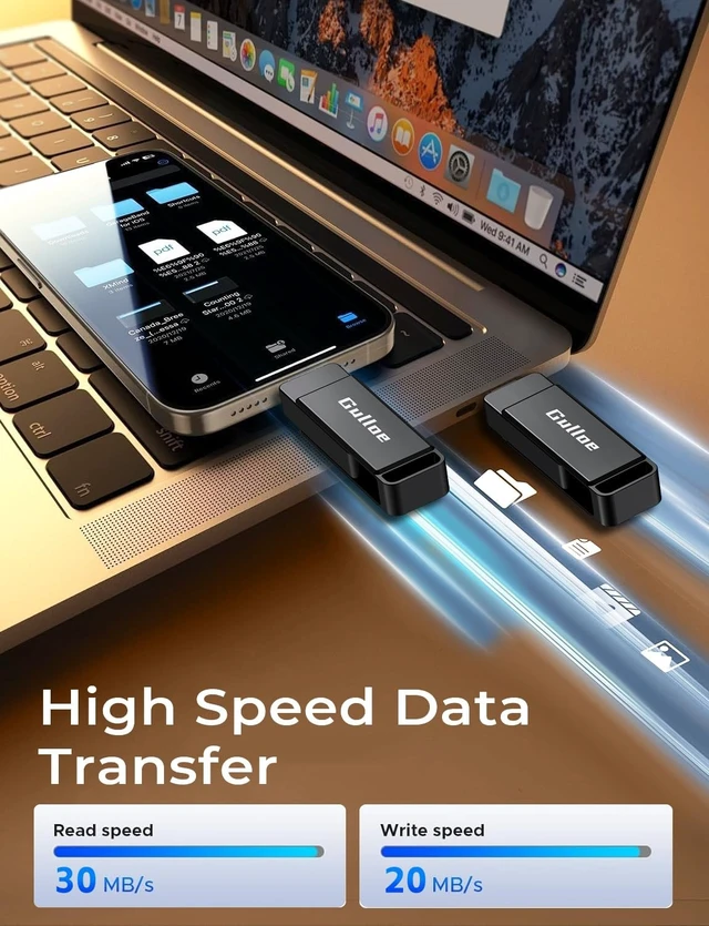 Alt view image 3 of 5 - Gulloe 512GB Flash Drive Intended for iPhone, USB Memory Stick Storage for Photos and Videos Backup, Compatible with iPhone iPad Android PC, Plug and Play, No Application Required (Metal Grey)