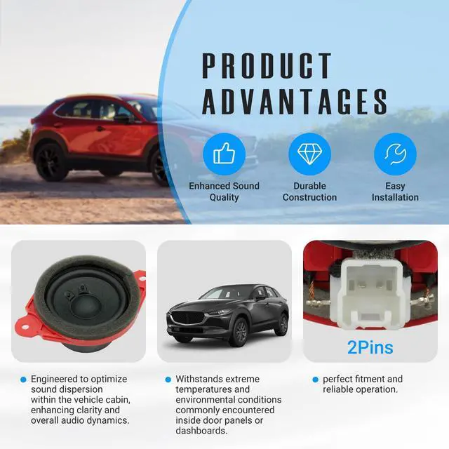 Alt view image 3 of 5 - NOVAPARTS Speaker for 2013-2025 Mazda 3 CX-30 CX-5 CX-50 CX-9 Instrument Panel Speaker GKK866960 GKK8-66-960