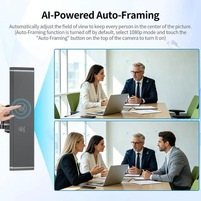 Alt view image 4 of 5 - TOALLIN 3-in-1 4K Webcam with Mics and Speaker, AI Tracking & Framing, 5X Zoom, WDR/HDR, All-in-One Conference Camera for Meetings, Streaming, Video Calls