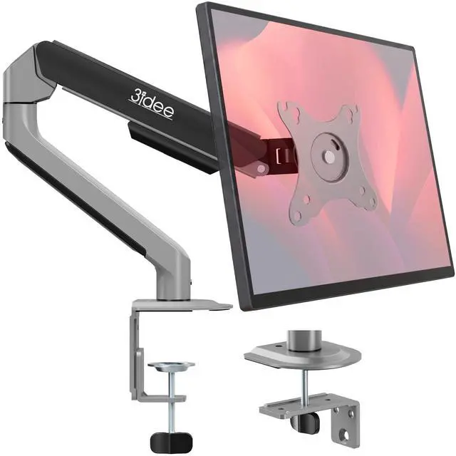 Main image of 3IDEE FlexiLite Single Monitor Arm Desk Mount for 17-32" Screens, Holds up to 20 lbs, Slim Aluminium Design, Fully Adjustable & Flexible, Quick Box to Desk Setup, Clamp/Grommet Base, VESA 75/100