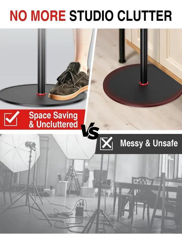 Alt view image 4 of 5 - EMART Round Base Light Stand, 79" Heavy Duty Monopod for Camera, Lights, Webcam, Live Streaming, Vlogging, Payload 22LBS(2 Pack)