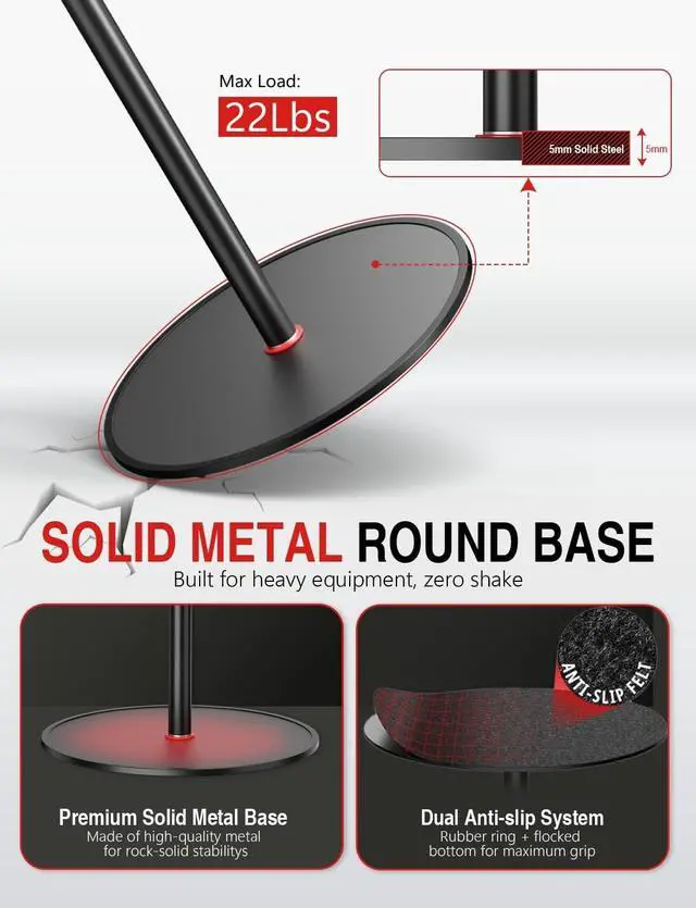Alt view image 5 of 5 - EMART Round Base Light Stand, 79" Heavy Duty Monopod for Camera, Lights, Webcam, Live Streaming, Vlogging, Payload 22LBS(2 Pack)