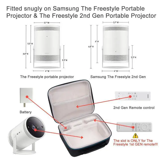 Alt view image 2 of 5 - XINGFUDAO Projector Carrying case Compatible with Samsung the freestyle, Hard EVA Portable Storage Case Perfectly fits with The Freestyle Projector & The Freestyle 2nd Gen Projector (Black1)