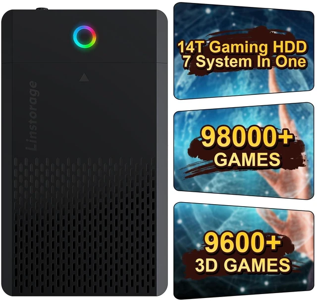 Main image of NEW 14TB Retro Gaming Hard Drive Preloaded with 98000+ Games ^^ Plug & Play for 7 Gaming Systems ^^ 9800+ 3D & 1000+ High-End PC Games ^^ USB 3.1 Portable External Hard Drive for Windows PC 7/8/10/11