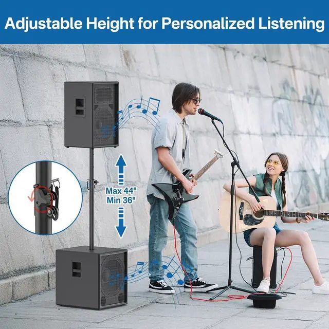 Alt view image 3 of 5 - Rimous Heavy-Duty Speaker Pole for Subwoofer with Height Adjustable Subwoofer Pole Mounts Fits M20 Threaded Mount and 35mm Mount Speaker Extender with M20 to 35mm Adapter Load Capacity 121LBS, 2 Pack