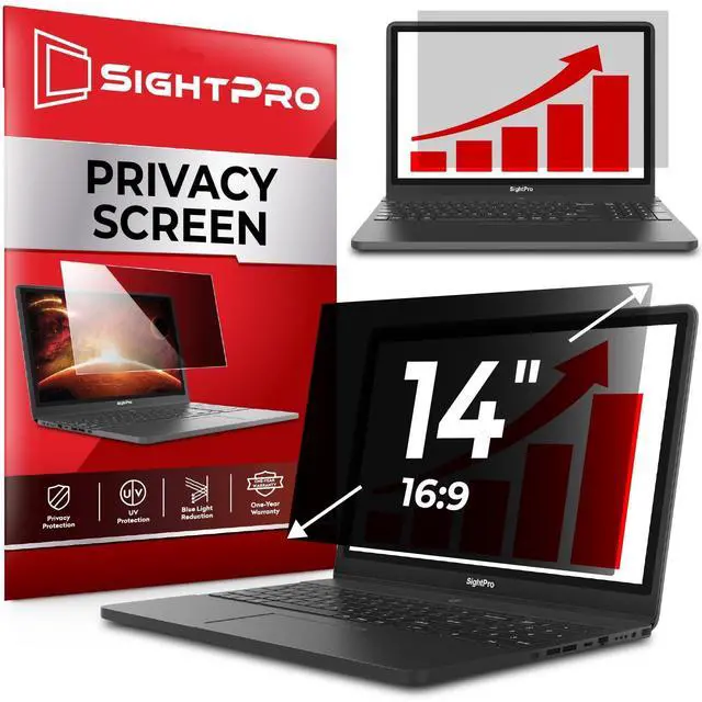 Main image of SightPro 14 Inch 16:9 Laptop Privacy Screen Filter - Privacy Shield and Anti-Glare Protector (Not Magnetic)