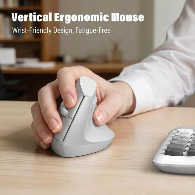 Alt view image 4 of 5 - MOFII Wireless Ergonomic Keyboard and Mouse Combo, Split Curved Keyboard with Wrist Rest, Vertical Mouse, 2.4G, for PC Laptop Desktop Mac- Gray Gradient Colorful