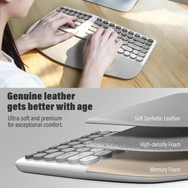 Alt view image 5 of 5 - MOFII Wireless Ergonomic Keyboard and Mouse Combo, Split Curved Keyboard with Wrist Rest, Vertical Mouse, 2.4G, for PC Laptop Desktop Mac- Gray Gradient Colorful
