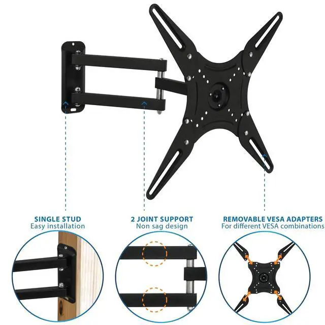 Alt view image 4 of 5 - Mount-It! Full Motion TV Wall Mount with Articulating Arm ^^ Tilt, Swivel, and Rotation Motion Mount ^^ Flat Screen Bracket for 23-55 ^^ VESA Compatible up to 400x400 ^^ 66 lbs Capacity