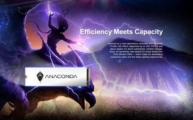 Alt view image 4 of 5 - MINPO ANACOMDA 2TB DRAM-Less NVMe SSD, Up to 7000MB/s Read & 6000MB/s Write, PCIe Gen4x4 M.2 2280 Internal Gaming SSD with SLC Caching, PS5 Compatible, i4S Series, Made in Taiwan