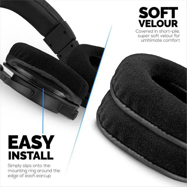 Alt view image 4 of 5 - Replacement Velour Earpads for Audio Technica ATH-M50X, M50xBT, M50RD, M40X, M30X, M20X, SX1 & MSR7 Headsets. Soft Velour & Memory Foam for Extra Comfort & Durability By Brainwavz (Black)
