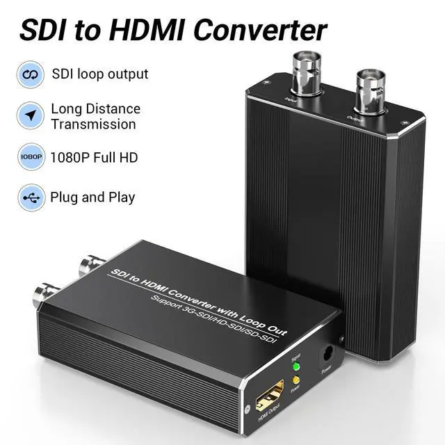 Alt view image 2 of 5 - MISOTT SDI to HDMI Converter with Loop Out, 1080P HDMI Adapter - Compatible with 3G/HD/SD-SDI, Auto Format Detection and Audio De-embedder