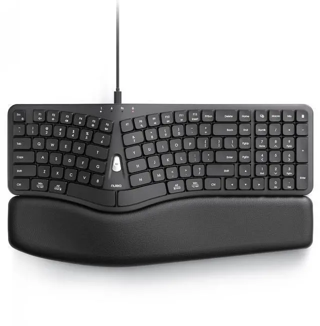 Main image of Nulea Ergonomic Split Keyboard, Wired Natural Typing Keyboard with Integrated Palm Rest for Wrist Pain Relief, 2-in-1 Type C&Type A Plug for Mac,Windows,Office & Home,Black