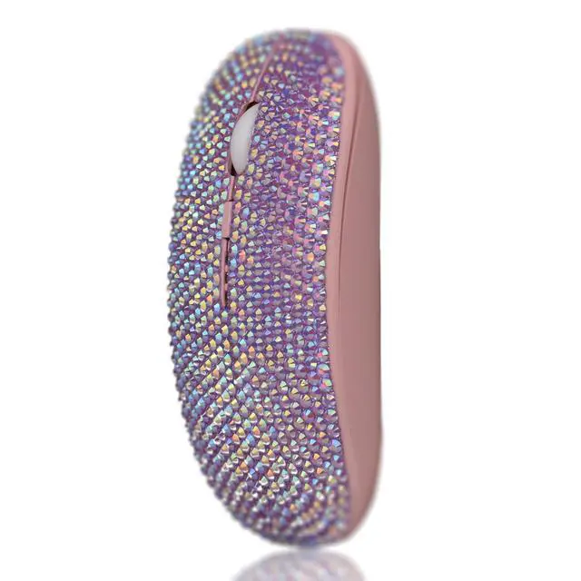 Alt view image 2 of 5 - blingbybri Bling Pink Crystal Rhinestone Wireless Mouse, Slim Silent Mouse 2.4G Portable Mobile Optical Mouse, 3 Adjustable DPI Levels for Notebook, PC, Laptop, Computer, MacBook - AB Purple