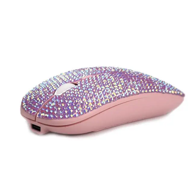 Alt view image 3 of 5 - blingbybri Bling Pink Crystal Rhinestone Wireless Mouse, Slim Silent Mouse 2.4G Portable Mobile Optical Mouse, 3 Adjustable DPI Levels for Notebook, PC, Laptop, Computer, MacBook - AB Purple