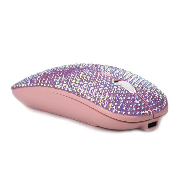Alt view image 4 of 5 - blingbybri Bling Pink Crystal Rhinestone Wireless Mouse, Slim Silent Mouse 2.4G Portable Mobile Optical Mouse, 3 Adjustable DPI Levels for Notebook, PC, Laptop, Computer, MacBook - AB Purple