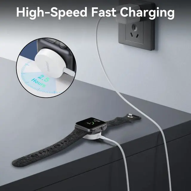 Alt view image 4 of 5 - aceyoon 3ft USBC Watch Charger with USB Adapter for iWatch Portable 1M Fast Charging Cord Compatible for Apple Watch Series1-9 / SE1-2 / Ultra Type-C Wireless Magnetic Charging