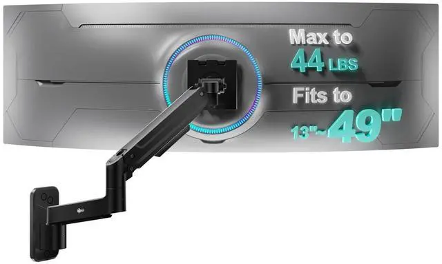Main image of WALI Monitor Wall Mount for 13-49 Inch Ultrawide Screens, Heavy Duty Single Monitor Mount Holds up to 44 lbs, Adjustable Wall Mount Monitor Arm, 75/100mm VESA Mount (GSWM001-P), Black