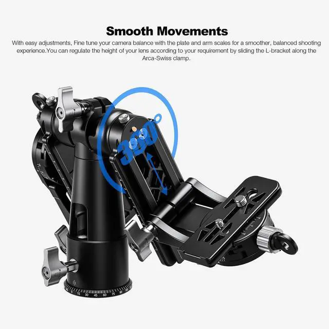 Alt view image 3 of 5 - Leofoto Dual-Camera Gimbal Head, Professional Videographer Foldable Gimbal Head with 360 Panorama Shooting and 3/8 Screw Threaded for Cameras/Spotting Scopes, Max Load to 25kg/55.12 lb (DPG-1)