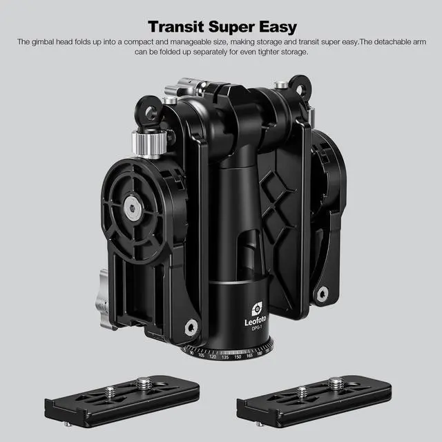 Alt view image 4 of 5 - Leofoto Dual-Camera Gimbal Head, Professional Videographer Foldable Gimbal Head with 360 Panorama Shooting and 3/8 Screw Threaded for Cameras/Spotting Scopes, Max Load to 25kg/55.12 lb (DPG-1)
