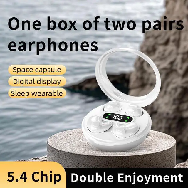 Alt view image 2 of 5 - APZXTRK Earbuds,Mini Invisible Sleep Earbuds,Bluetooth 5.4 Ultra-Stylish Headphones for Sleep,Comfortable Blocking Noise,2-Pack Small mini Invisible Wireless Earbuds for Sleeping (White)
