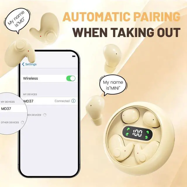 Alt view image 3 of 5 - APZXTRK Earbuds,Mini Invisible Sleep Earbuds,Bluetooth 5.4 Ultra-Stylish Headphones for Sleep,Comfortable Blocking Noise,2-Pack Small mini Invisible Wireless Earbuds for Sleeping (White)