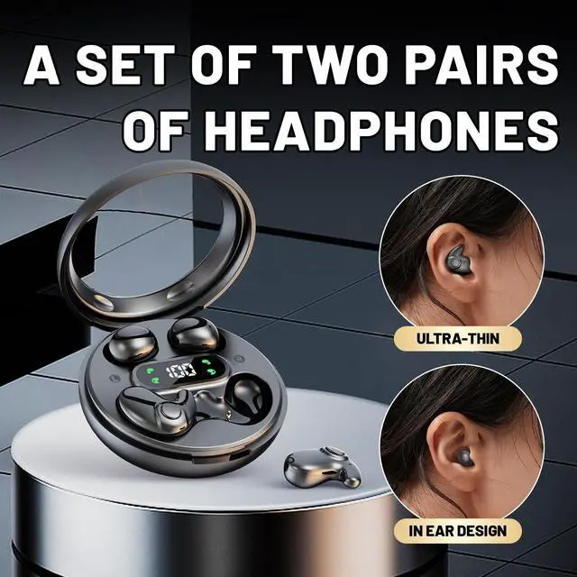 Alt view image 4 of 5 - APZXTRK Earbuds,Mini Invisible Sleep Earbuds,Bluetooth 5.4 Ultra-Stylish Headphones for Sleep,Comfortable Blocking Noise,2-Pack Small mini Invisible Wireless Earbuds for Sleeping (White)