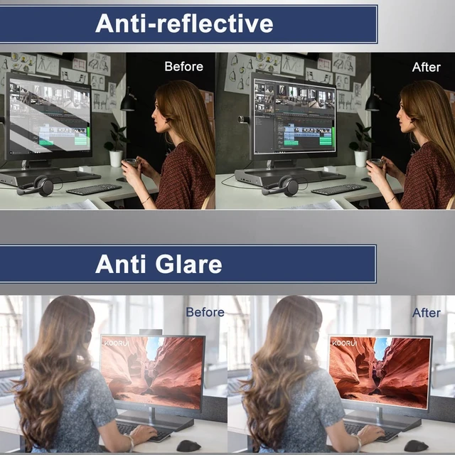Alt view image 3 of 5 - 2 Pack 24" Anti Glare Matte Screen Protector for Sceptre/LG/Dell/HP/Acer/ViewSonic/ASUS/Aoc/Samsung/KOORUI/InnoView/CRUA/BenQ/SANSUI Diagonal 24" 16:9 LED PC Screen Gaming Monitor (20