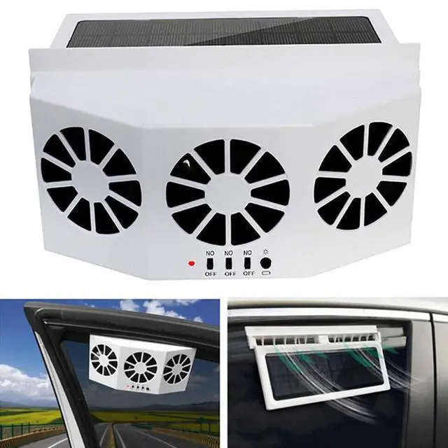 Alt view image 2 of 5 - TOTMOX Solar Car Exhaust Fan 3 Exhaust Ports, Car Radiator Fan, Car Energy Saving Air Vent Radiatorfor General Types of Cars, Air Purifiers 2W ABS(White)