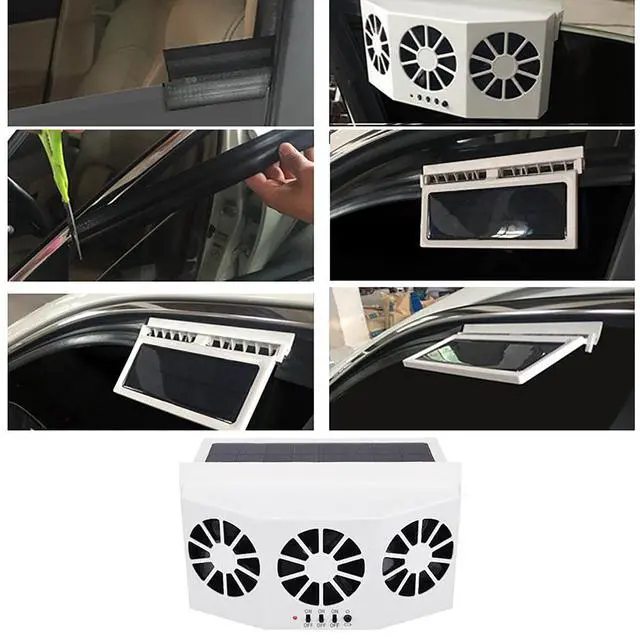 Alt view image 3 of 5 - TOTMOX Solar Car Exhaust Fan 3 Exhaust Ports, Car Radiator Fan, Car Energy Saving Air Vent Radiatorfor General Types of Cars, Air Purifiers 2W ABS(White)