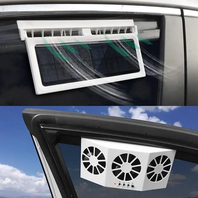 Alt view image 4 of 5 - TOTMOX Solar Car Exhaust Fan 3 Exhaust Ports, Car Radiator Fan, Car Energy Saving Air Vent Radiatorfor General Types of Cars, Air Purifiers 2W ABS(White)